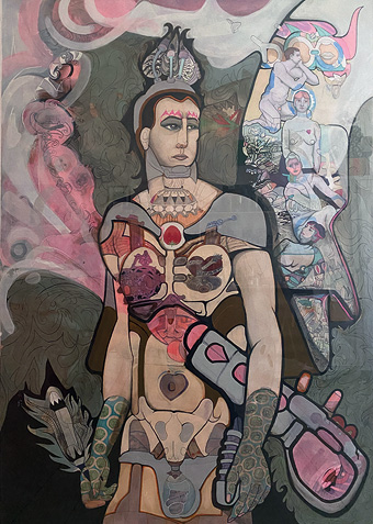 Constanze Deutsch „Hero“, 2010, Mixed Media auf Papier, 100 x 140 cm