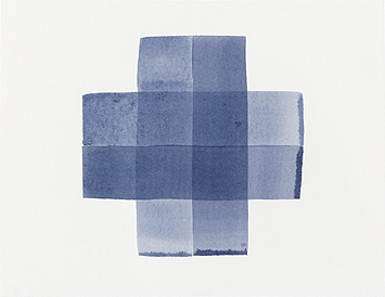 Ines Beyer, Reihe, Nr. 1–4, Nr. 1, 2016, Tusche auf Zeichenkarton / Foto: Herbert Boswank