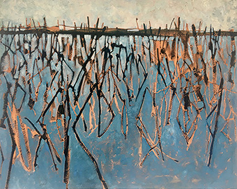 Johanna Mittag „Lotusfeld“, Öl/Leinwand, 80x100 cm, 2016