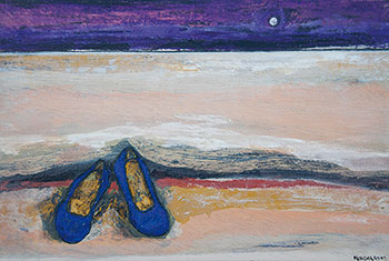 „Zapatos cobalto“, Acryl/Holz, 20 x 30 cm, 2009