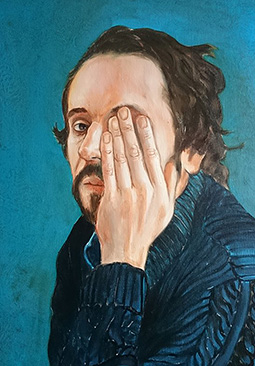 Juan Miguel Restrepo - Selbstporträt, Detail, 2015, Öl auf Leinwand
